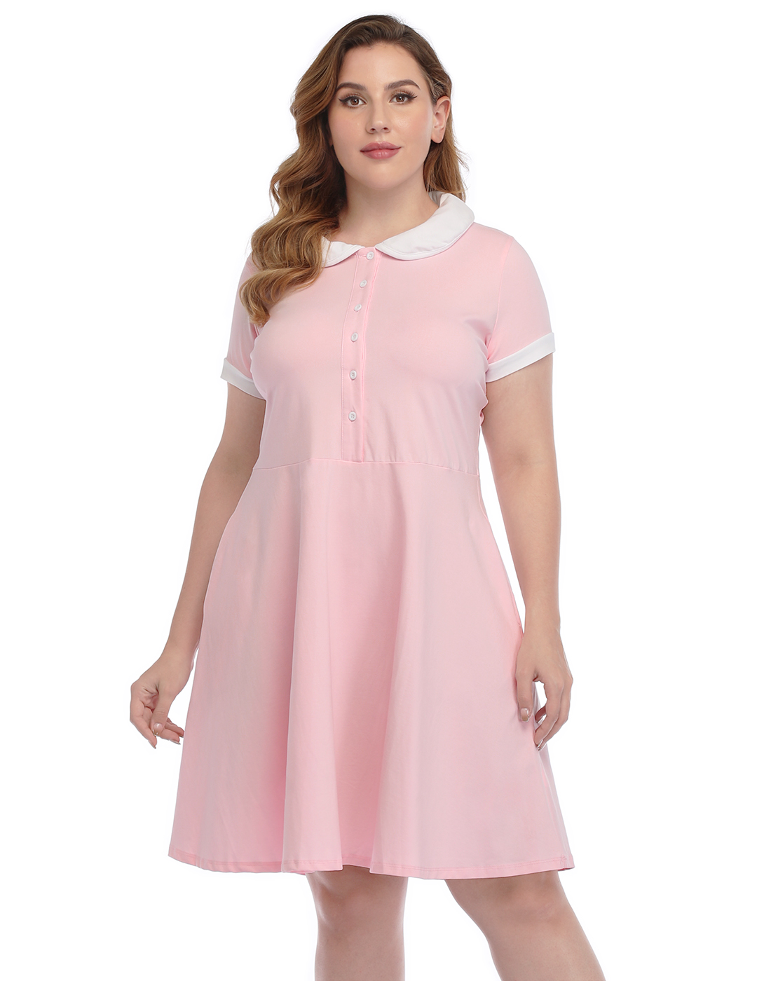 Flare Collared Casual Skater Dress ...